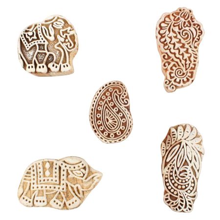 Set of 5 Piece New Mix Wooden Printing Blocks